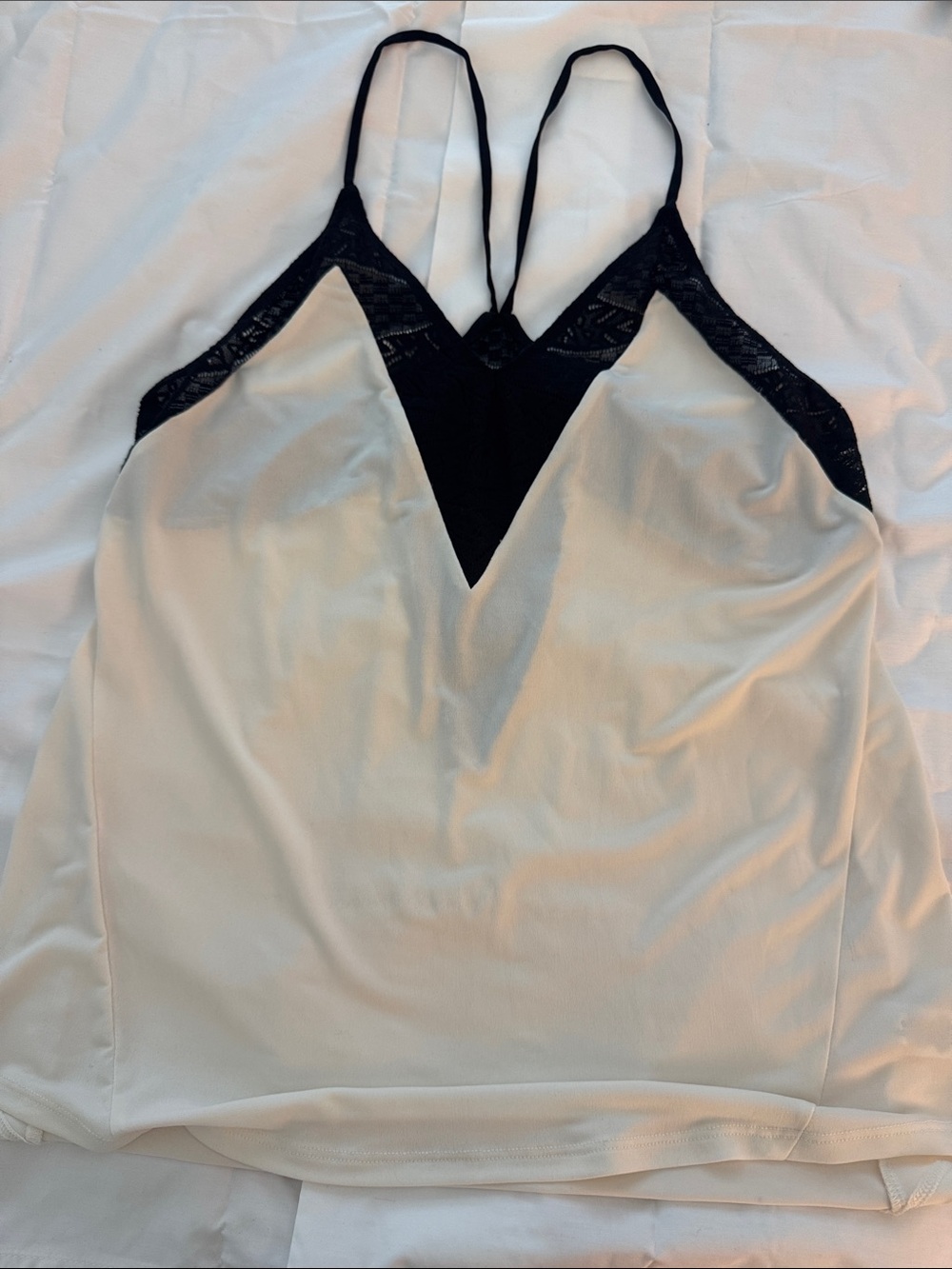Express Cream Chemise with Black Lace V-Inset